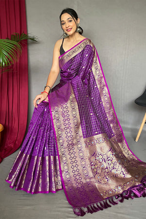 Violet Silk Saree