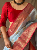 Baby Blue Linen Saree