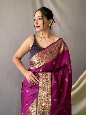 Violet Paithani Saree