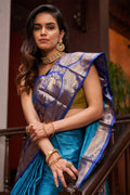 Womens Silk Peacock Saree With Blouse Piece