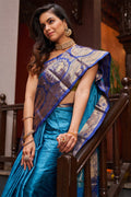 Womens Silk Peacock Saree With Blouse Piece