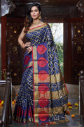 Womens Silk Blue Saree With Blouse Piece