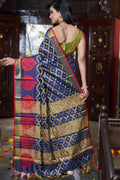Womens Silk Blue Saree With Blouse Piece