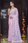 Womens Silk Light Pink Saree With Blouse Piece
