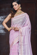 Womens Silk Light Pink Saree With Blouse Piece