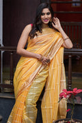 Womens Silk Yellow Saree With Blouse Piece