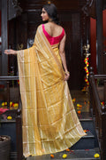Womens Silk Yellow Saree With Blouse Piece