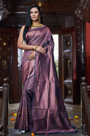Womens Silk Blue Saree With Blouse Piece