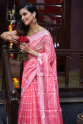 Womens Silk Pink Saree With Blouse Piece