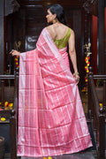 Womens Silk Pink Saree With Blouse Piece