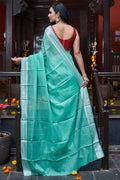 Womens Silk Green Saree With Blouse Piece