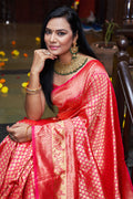 Womens Silk Pink Saree With Blouse Piece