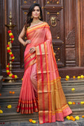 Womens Cotton Rani Saree With Blouse Piece