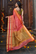 Womens Cotton Rani Saree With Blouse Piece