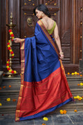 Womens Silk Blue Saree With Blouse Piece