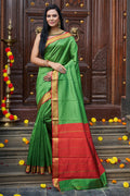 Womens Silk Pista Saree With Blouse Piece