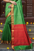 Womens Silk Pista Saree With Blouse Piece