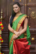 Womens Silk Pista Saree With Blouse Piece