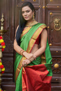 Womens Silk Pista Saree With Blouse Piece