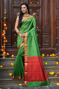 Womens Silk Pista Saree With Blouse Piece