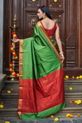 Womens Silk Pista Saree With Blouse Piece
