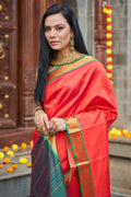 Womens Silk Red Saree With Blouse Piece