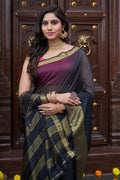 Womens Silk Black Saree With Blouse Piece