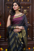 Womens Silk Black Saree With Blouse Piece