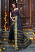 Womens Silk Black Saree With Blouse Piece