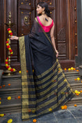 Womens Silk Black Saree With Blouse Piece