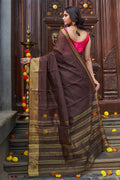 Womens Silk Brown Saree With Blouse Piece