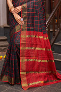 Womens Silk Black Saree With Blouse Piece