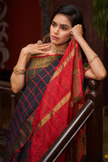 Womens Silk Black Saree With Blouse Piece