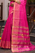 Womens Silk Pink Saree With Blouse Piece