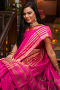 Womens Silk Pink Saree With Blouse Piece