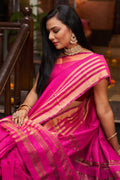 Womens Silk Pink Saree With Blouse Piece