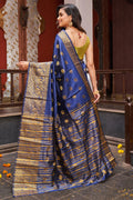 Womens Silk Blue Saree With Blouse Piece