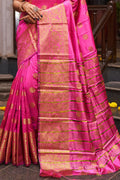 Womens Silk Pink Saree With Blouse Piece
