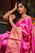 Womens Silk Pink Saree With Blouse Piece