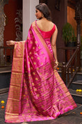 Womens Silk Pink Saree With Blouse Piece