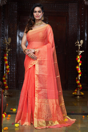 Womens Silk Pink Saree With Blouse Piece