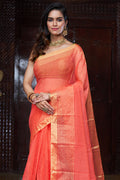 Womens Silk Pink Saree With Blouse Piece