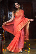 Womens Silk Pink Saree With Blouse Piece