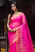Womens Silk Pink Saree With Blouse Piece