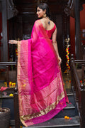 Womens Silk Pink Saree With Blouse Piece