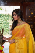 Womens Silk Yellow Saree With Blouse Piece