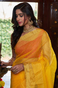 Womens Silk Yellow Saree With Blouse Piece
