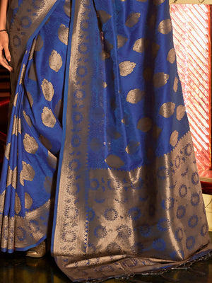 Blue Art Silk Saree With Blouse Piece