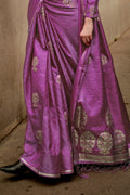 Purple Satin Silk Saree
