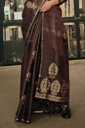 Brown Satin Silk Saree
